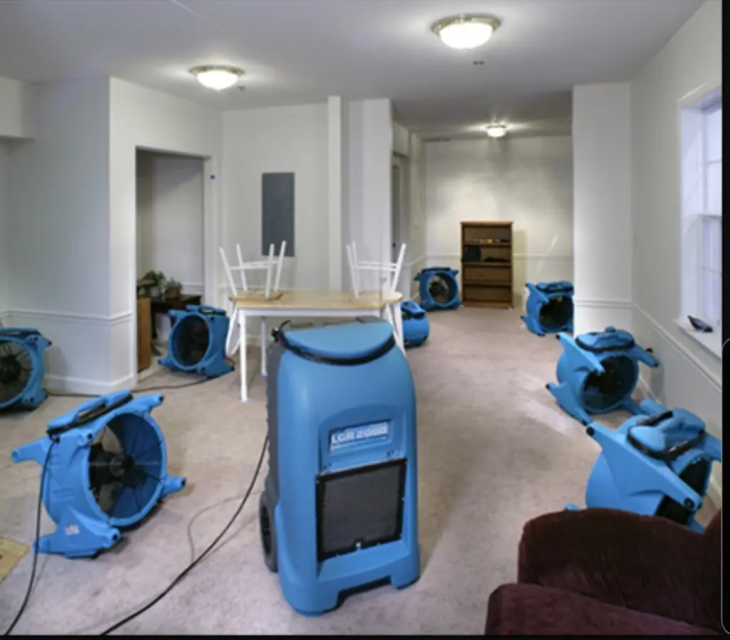 Air movers and dehumidifier setup for Water Damage Restoration in Palatine